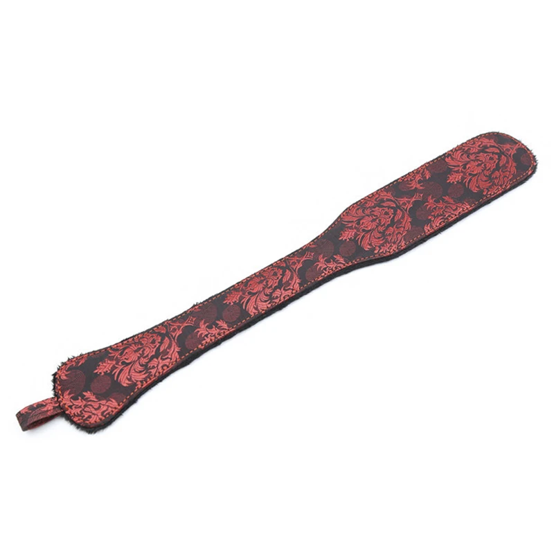 45.5CM Front Classical Red,Back Black Velvet Flog Spank Paddle Horse Whip Beat Submissive Crop Equestrian bat for Cosplay