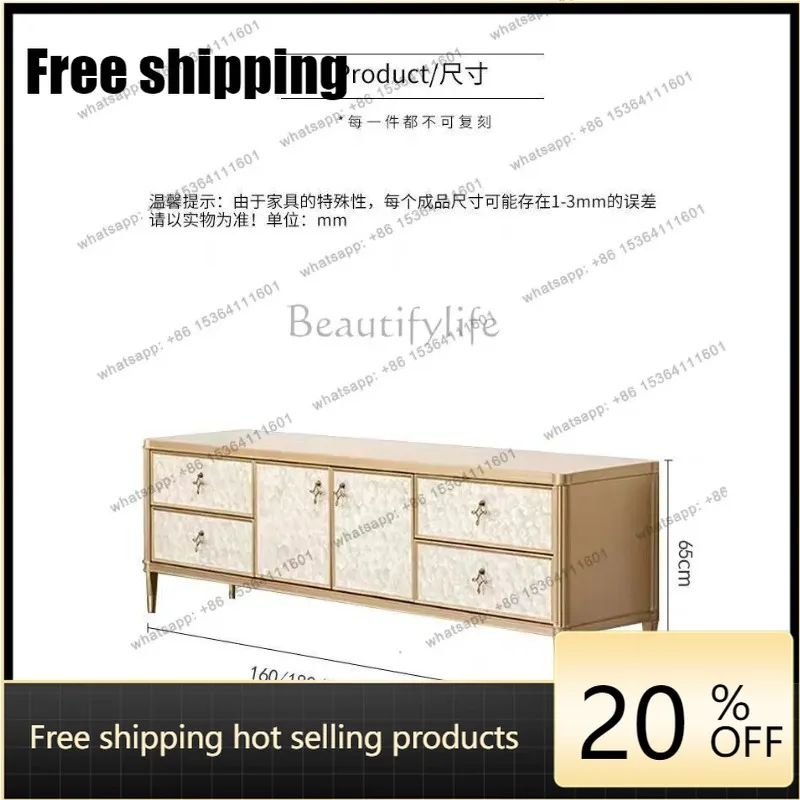 jj4 Best Seller American Light Luxury Solid Wood TV Cabinet Coffee Table Small Apartment Household Floor Cabinet Modern Simple L