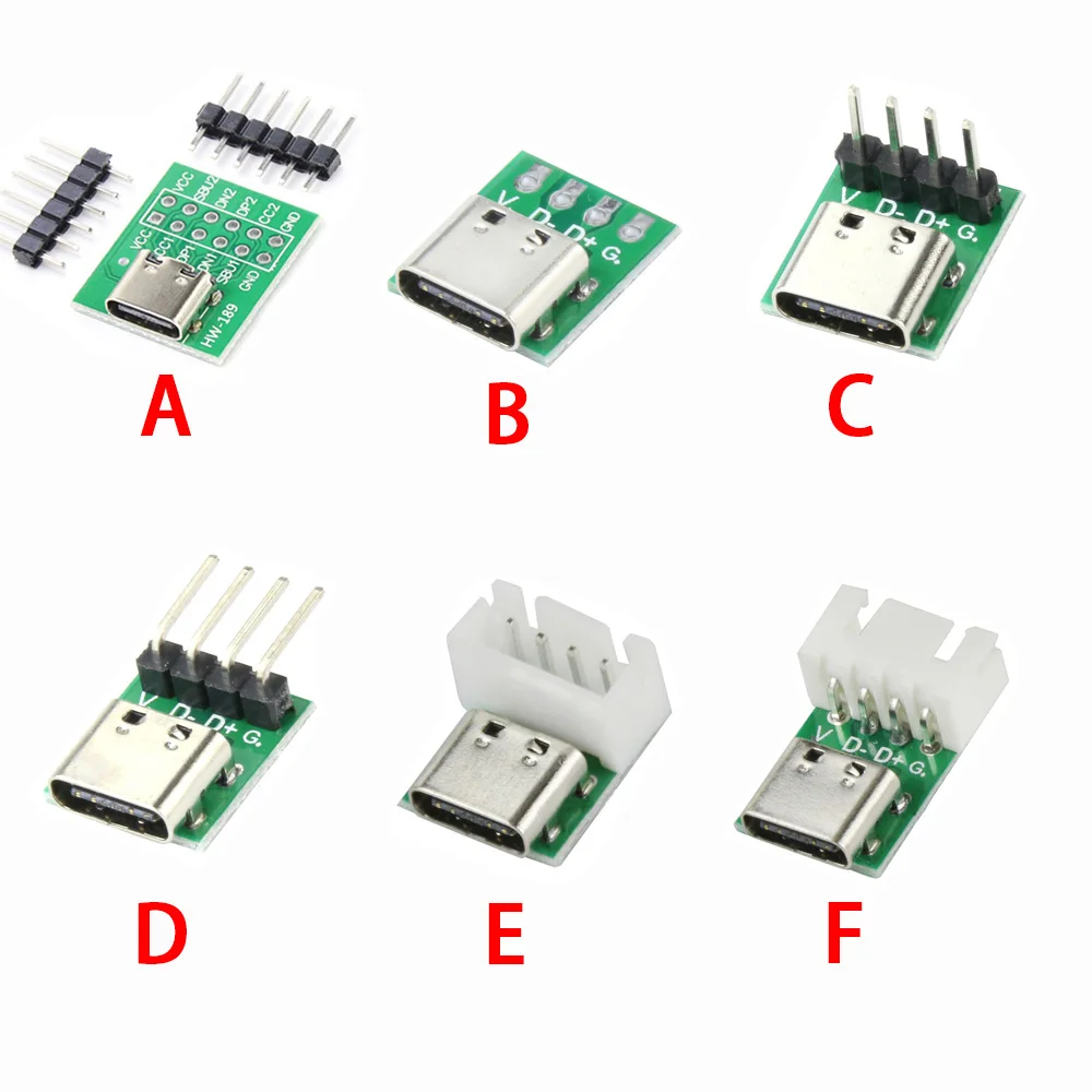 1-10PCS USB TYPE-C to DIP PCB Connector Pinboard Test Board Solder Female Dip Pin Header Adapter