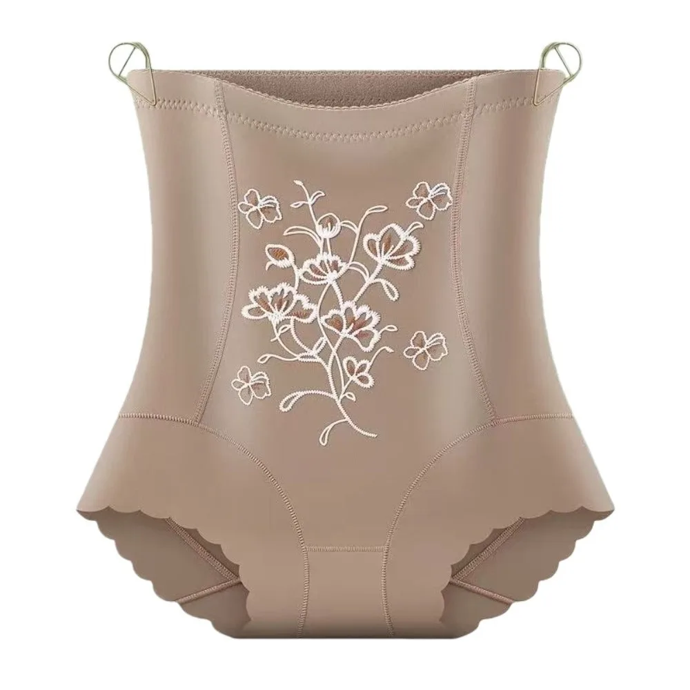 

High Waist Postpartum Body Shaper Embroidery Flower Floral Panties Seamless Underpants Shapewear Belly Contracting