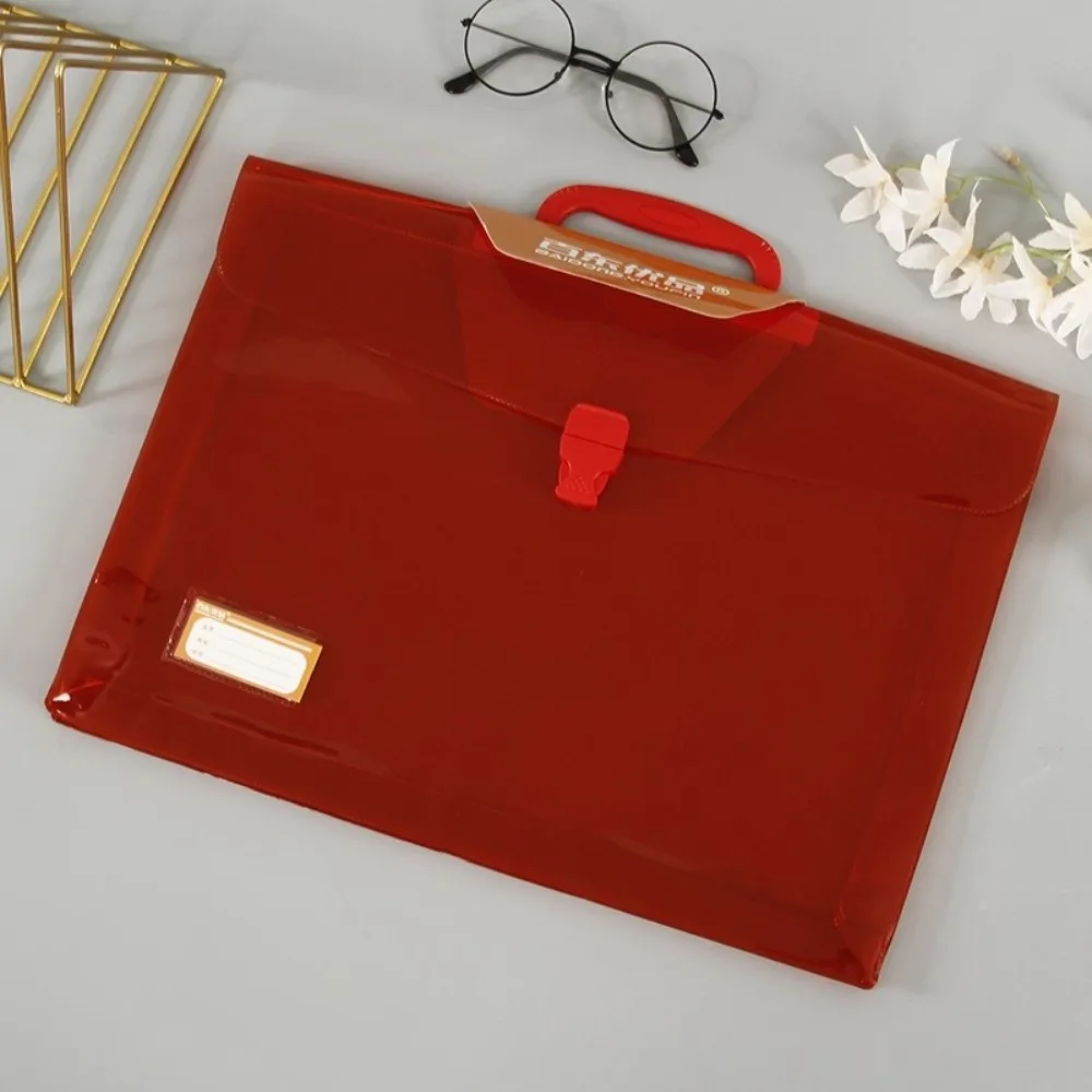 

Durable PVC File Folder Large Capacity Waterproof Hand-held Document Bag School Supplies Translucent Office Briefcase