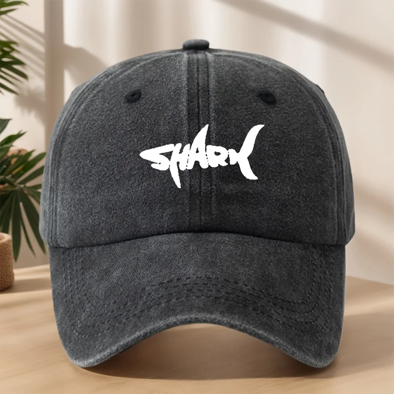 

MAKEFGE Men's Shark Graphic Baseball Cap - 100% Polyester Soft Breathable Adjustable Fishing Hat, Water-Washed Vintage Design fo