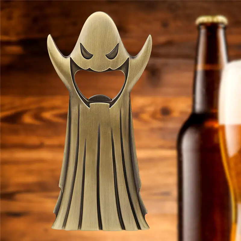 Dark Black Ghost Shape Metal Beer Openers Bottle Opener Kitchen Club Party Barware Gadget Halloween Wedding Accessory Gift Bag