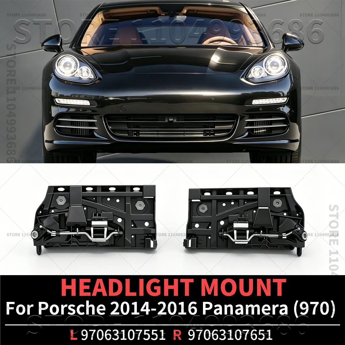 

For Porsche 2014 2015 2016 Panamera 4S GTS Turbo Exclusive Edition 970 Front Bumper HEADLIGHT MOUNT OEM 97063107551 97063107651