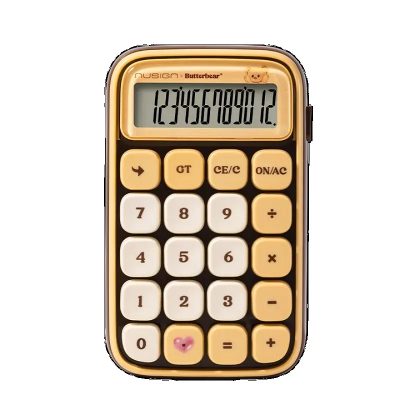 Butter bear mechanical button calculator, desktop/handheld stylish polka dot button calculator office supplies