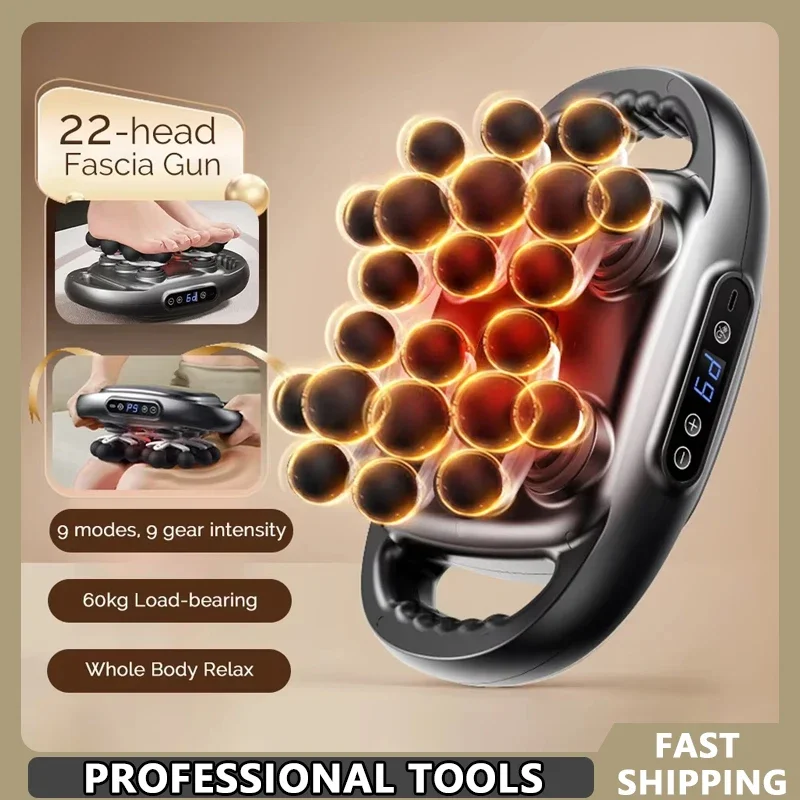 

Пистолет для фасции с 22 головками, высокочастотный вибрационный массажный пистолет для тела, массажер для спины и талии, массажер для шеи, плеч, мышц Masajeador