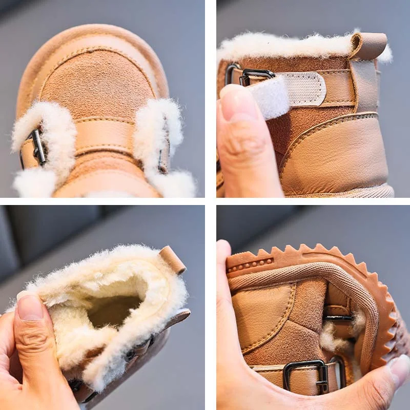 New Winter Children Snow Boots Thick Plush Warm Girls Boys Boots Non-Slip Fashion Toddler Baby Shoes