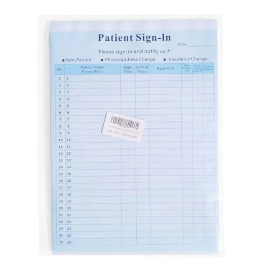 Patient Sign in Label Forms, 25 Patient Sign in Sheets 25 Peel Off Adhesive Labels/Sheet, Compliant for Confidentially in All M