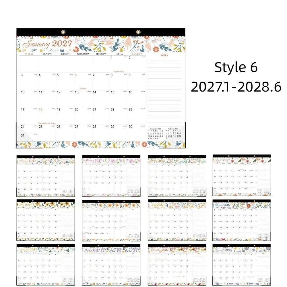 

Yearly Agenda 2027 Wall Calendar Creative 18 Months English Calendar To Do List Portable Agenda Planner Office Stationery
