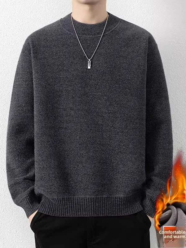 

Теплый мужской вязаный свитер-поло с высоким воротником, повседневный, осенне-зимний, из смесового полиэстера и нейлона