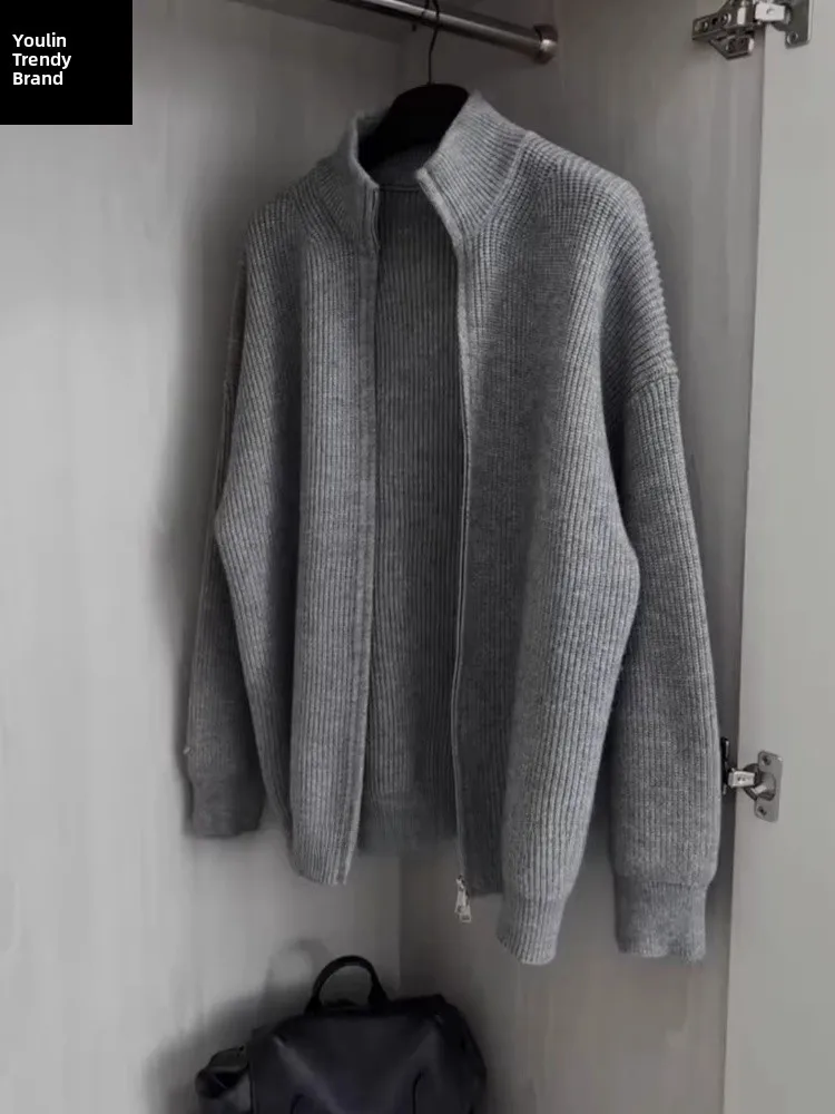 

Мужской трикотаж на молнии Cleanfit, ранняя осень Faion, элитный американский повседневный длинный открытый кардиган с воротником-стойкой