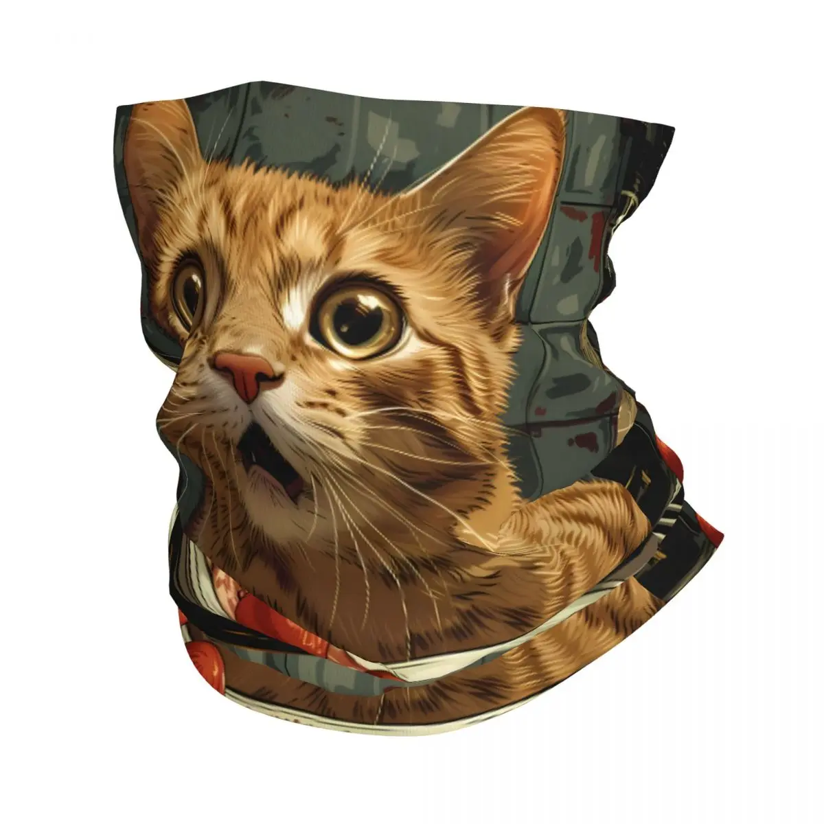 Cat Shocked Scarf Neckerchief Neck Face Mask Polyester