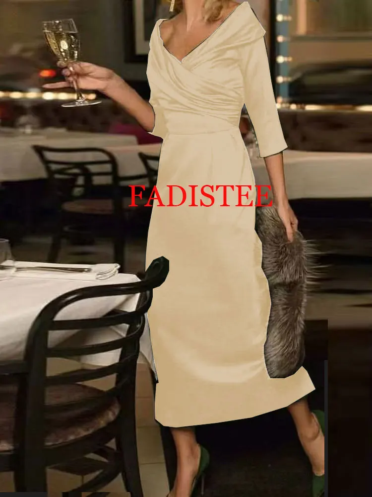 

Вечерние платья по индивидуальному заказу с v-образным вырезом и половиной рукавов, платья русалки для матери невесты на свадьбу, вечернее платье чайной длины для женщин