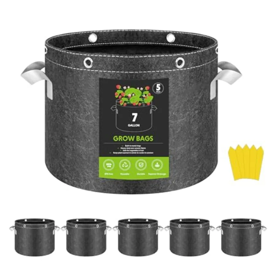 

Plant Grow Bags, 400G Thick Nonwoven Fabric Pots with Multi-Purpose Rings and Handles, Reusable for Low Stress Plant Training F