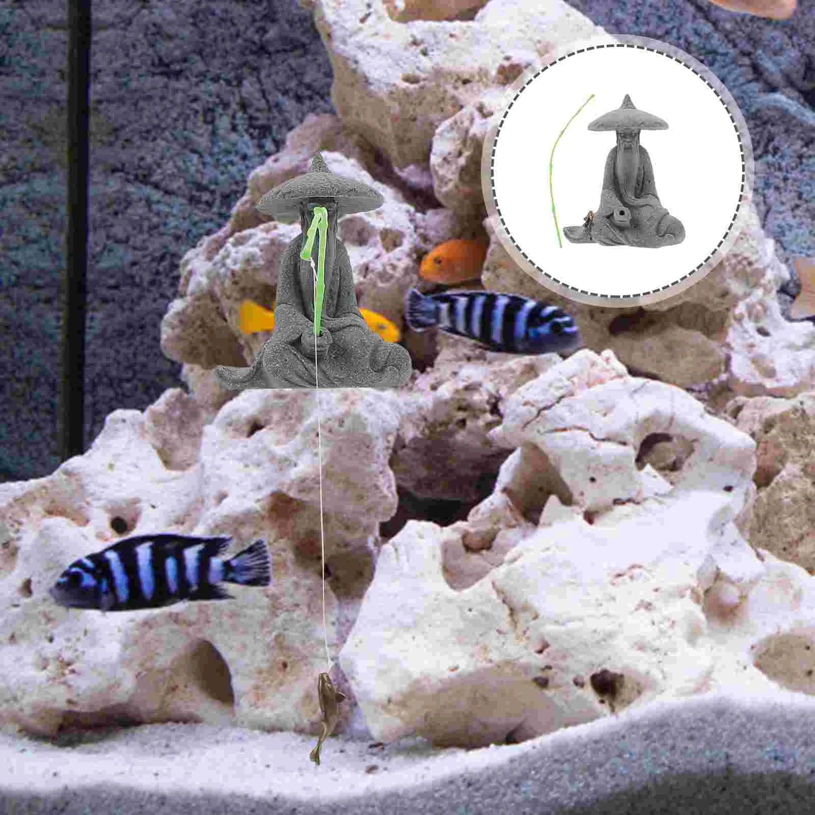 1Pc Jiang Taigong Vissen Decor Hars Visser Standbeeld Japanse Home Decor Rotstuin Beeldje Bonsai Desktop nament Aquarium