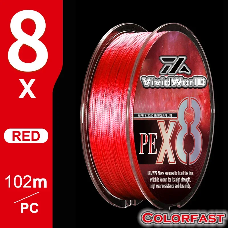 VWVIVIDWORLD 100% Colorfast 8 Braid Fishing Line Multifilament Line linha multifilamento 8 Strands PE 100m