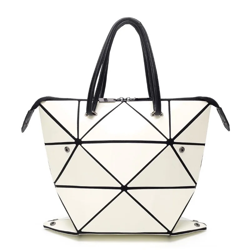 Leisure and environmentally friendly handbag, versatile folding shoulder bag, patent leather geometric diamond bag