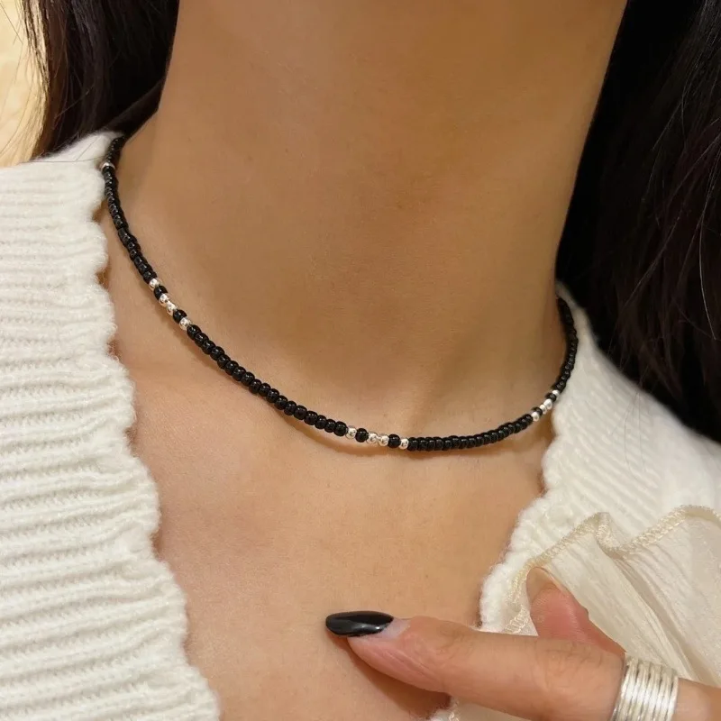 

Zorun Real Natural Black Agate Round Shape Fine Necklace Jewelry Classic Style Party for Women New Design Good Sales