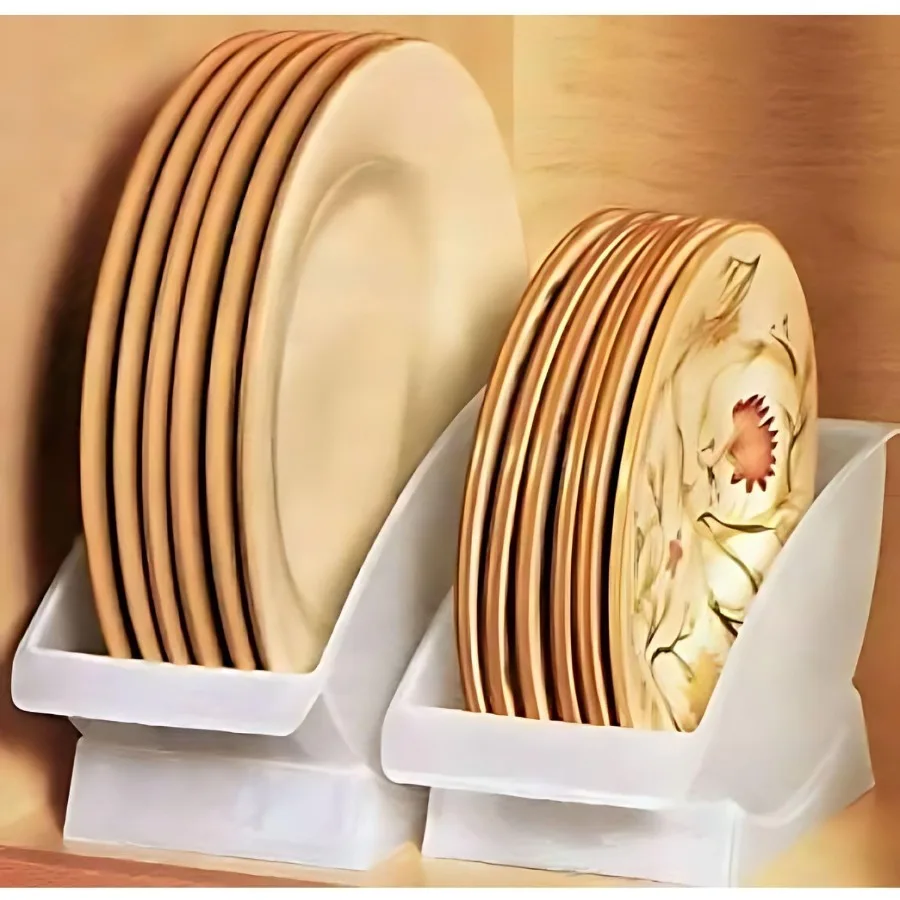 10Inch Veritcal Dinner Holder Cabinet Space Saver and Organizer Plastic Plate Cradle pefect for small cabinet storage RV's apar