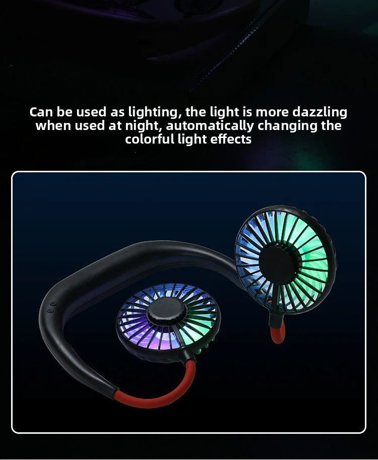 Foldable Lazy Neck Fan with Long Battery Life, Silent Mini Neck Strap Fan, 2nd Generation