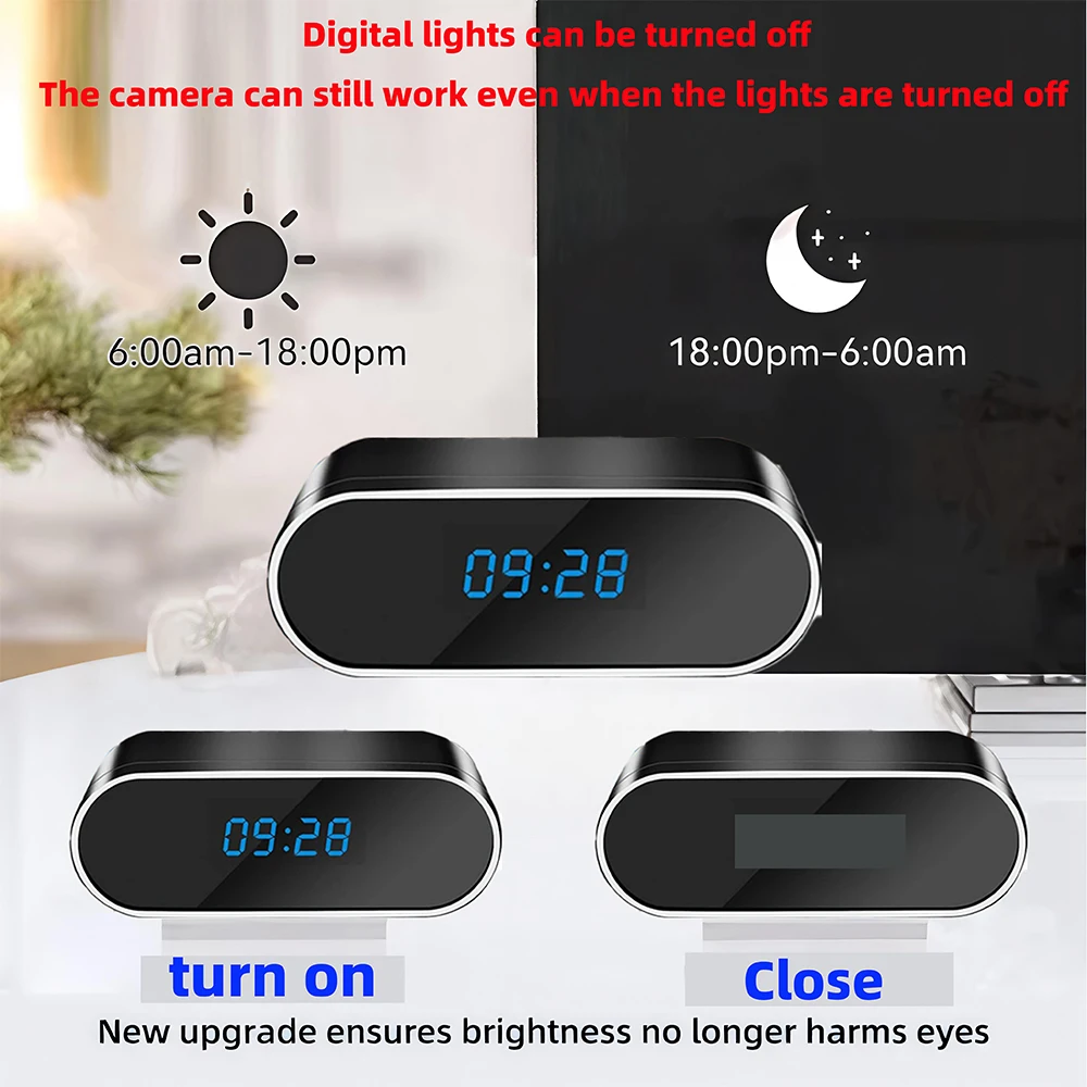 New Upgraded and Improved 4KHD Mini Clock Camera, Supporting Infrared Night Vision, Mobile Detection, WIFI Remote Viewing view 2