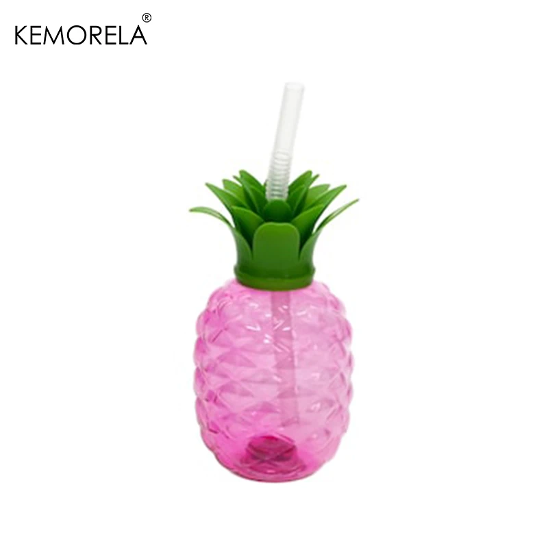 1PCS Tropical-Theme Plastic Cup Coconut Tree Pineapple Shape Bottle Drinking Cups With Lids And Straws Child Waterbottle