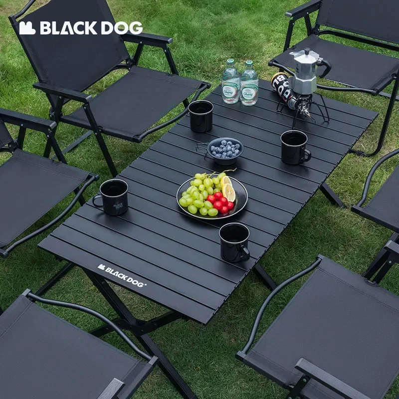 BlackDog Outdoor Blackened Camping Aluminum Egg Roll Table Portable Camping Table Outdoor Camping