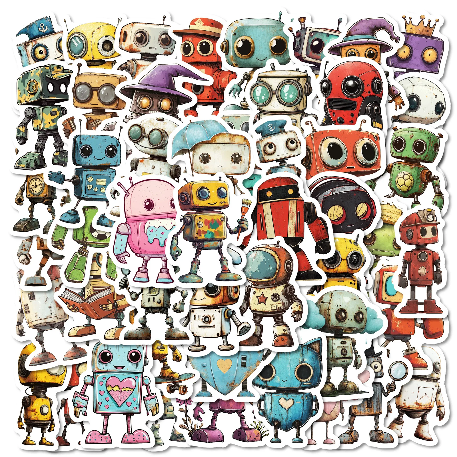 

10/50PCS Robot Kawaii Graffiti Stickers DIY Laptop Phone Guitar Skateboard Helmet Luggage Waterproof Cartoon Sticker For Kid Toy