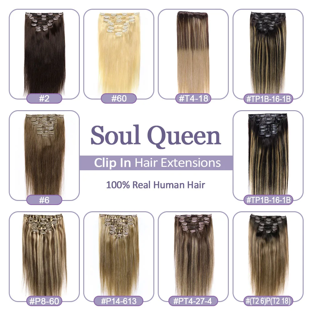 PU Seamless Clip In Hair Extensions Human Hair Natural Invisible PU Tape Clip In Human Hair Extensions Full Head For Women 120g