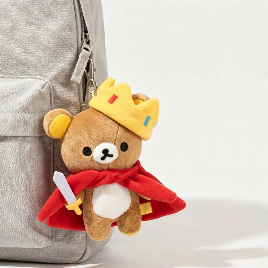 Cartoon Rilakkuma Plush Toy Cross-Dressing King Dessert Chef Plush Keychain Doll Handbag Hanging Toy Decoration Cute Photo Props