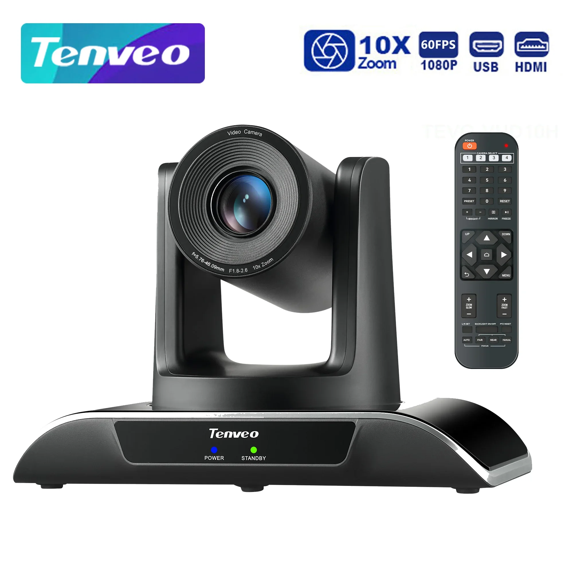 TENVEO Professional System VHD10U+M5B+KB200PRO 10x 1080p Noise Reduction USB/Bluetooth/Wireless Speakerphone 4D Controller