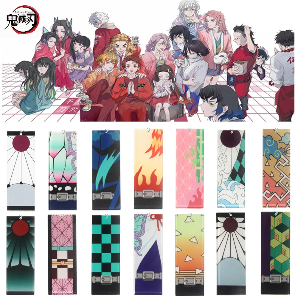 Pendientes de Anime Demon Slayer Tanjiro Kochou Shinobu, pendientes acrílicos con Clip, accesorios de Cosplay, joyería para seguidores