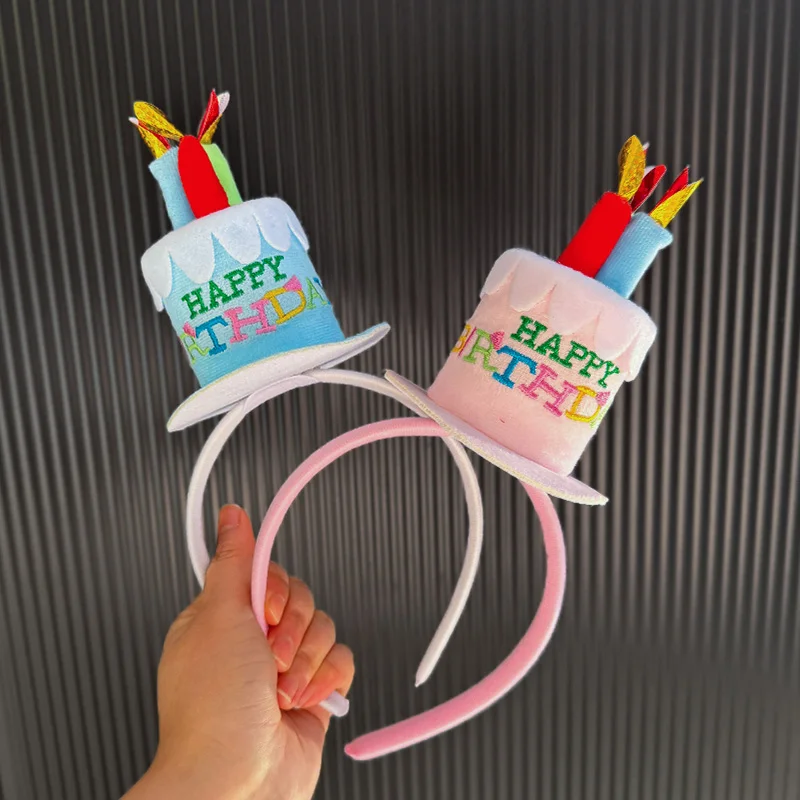 

Cute Happy Birthday Candle Hats for Kids Adults Birthday Party Decorations Colorful Cake Hats Photo Props Boy Girl Hairbands