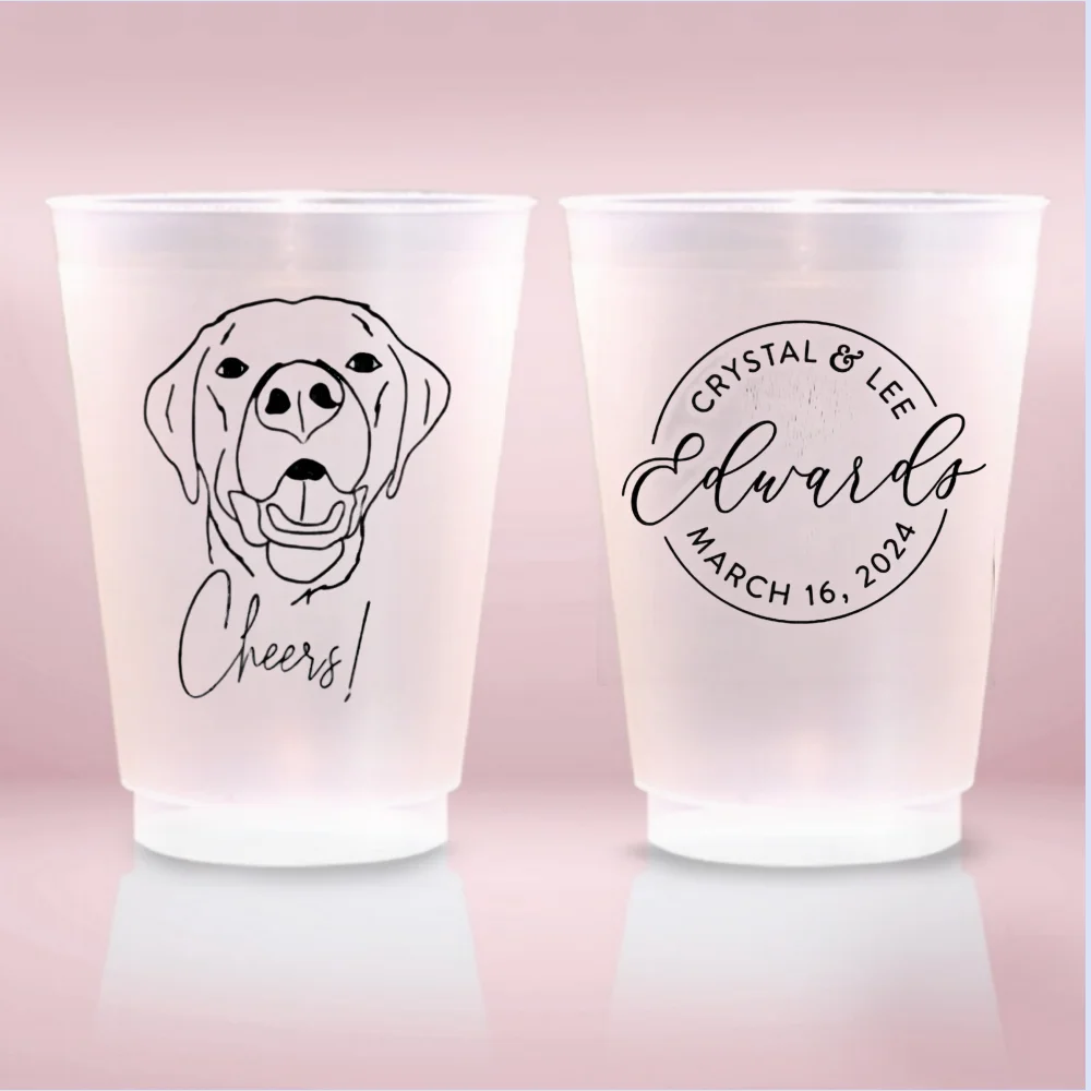 Customized Pet Frosted Cups for Birthday Baptism Shower, Plastic Cups, Pet Dressing, Dogs Party Dressing