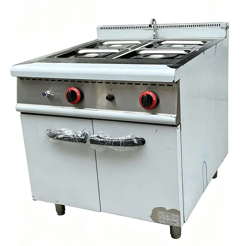 T*& Commercial Kitchen Equipment Free Standing Stainless Steel Gas Bain Marie Pot Buffet Food Warmer for Restaurants
