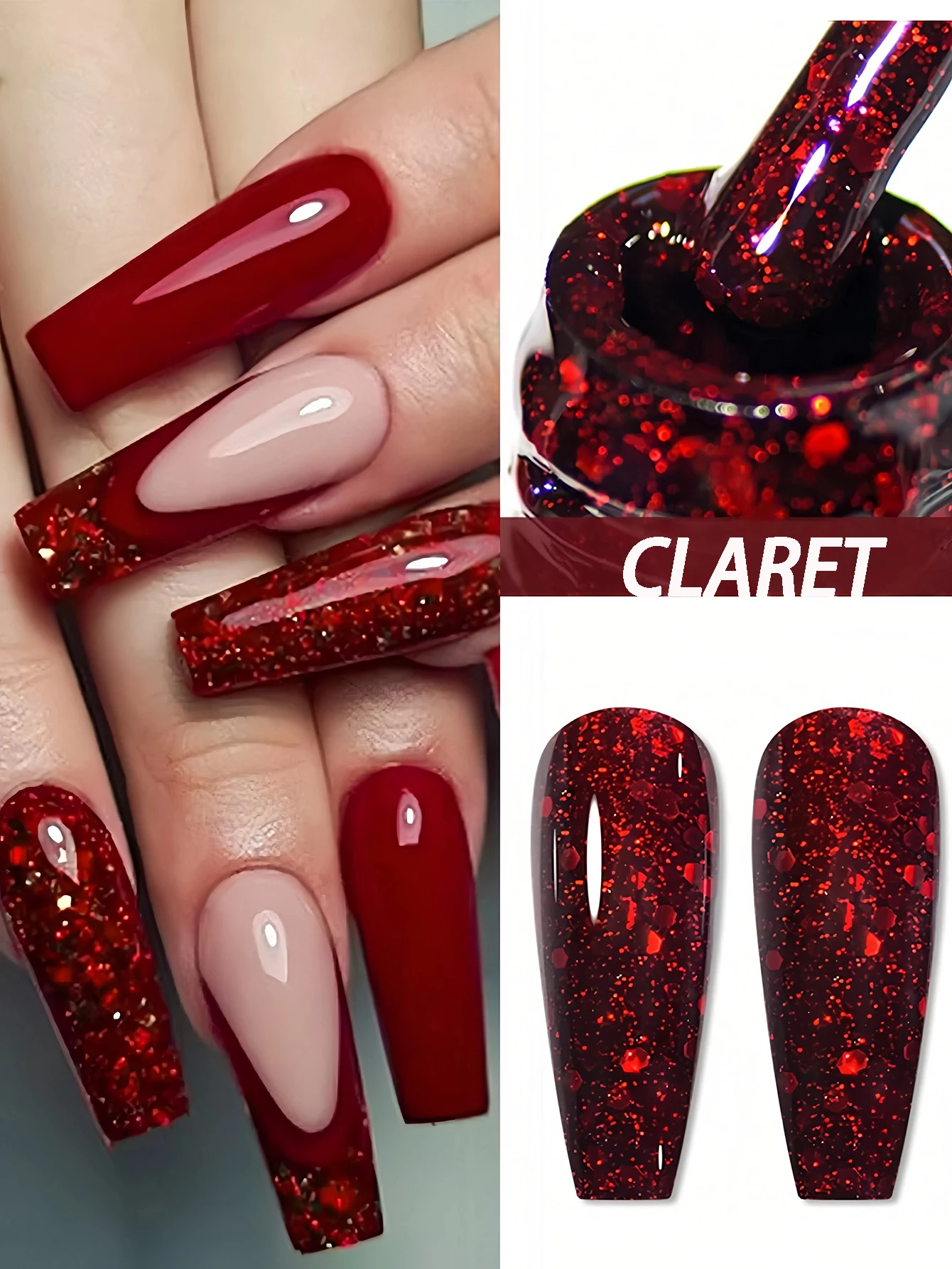 Smalto per unghie gel rosso da 10 ml: di lunga durata. Non profumato, UVSoak-Off, parte superiore opaca e lucida, base EasyManicure