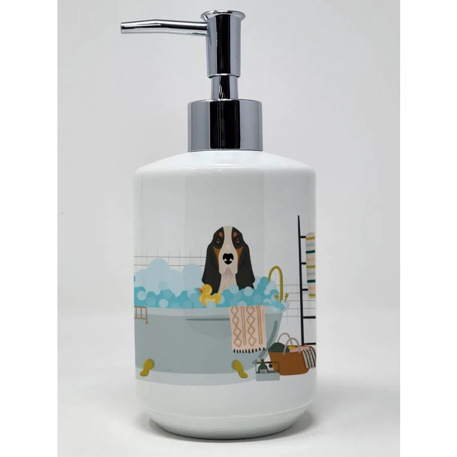 

Black Tricolor Basset Hound Ceramic Soap Dispenser Hand Soap Dispenser Pump Bottles for Bathroom Kitchen Empty Refillable Liqui