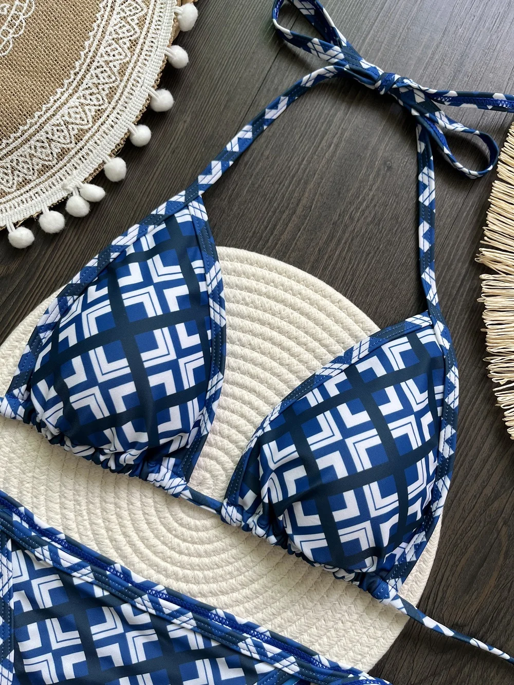 RUOTONSEPT Sexy New Lattice Print Bikini Set Women\'s Swimsuit Two-piece Triangle Thong Swimwear Bathing Suit Brazilian Biquinis