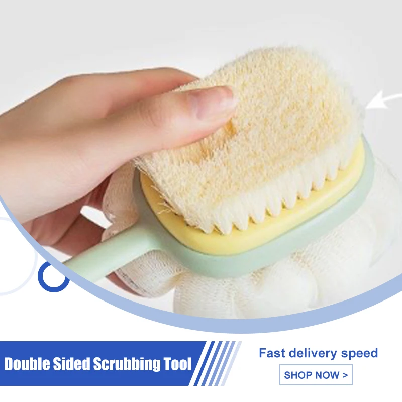 1 قطعة أداة تنظيف مزدوجة الوجهين فرشاة حمام مقبض طويل فرشاة حمام الفراء الناعمة انفصال تنظيف منشفة فرك الظهر القوي #1