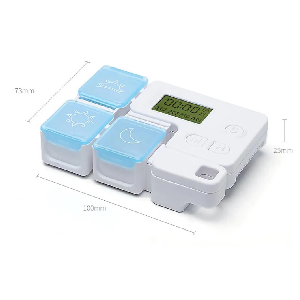 1Pcs Smart Pill Box Red 3 Compartments Portable Alarm Clock Reminder Medicine Storage Case Container Organizer Easy Opening