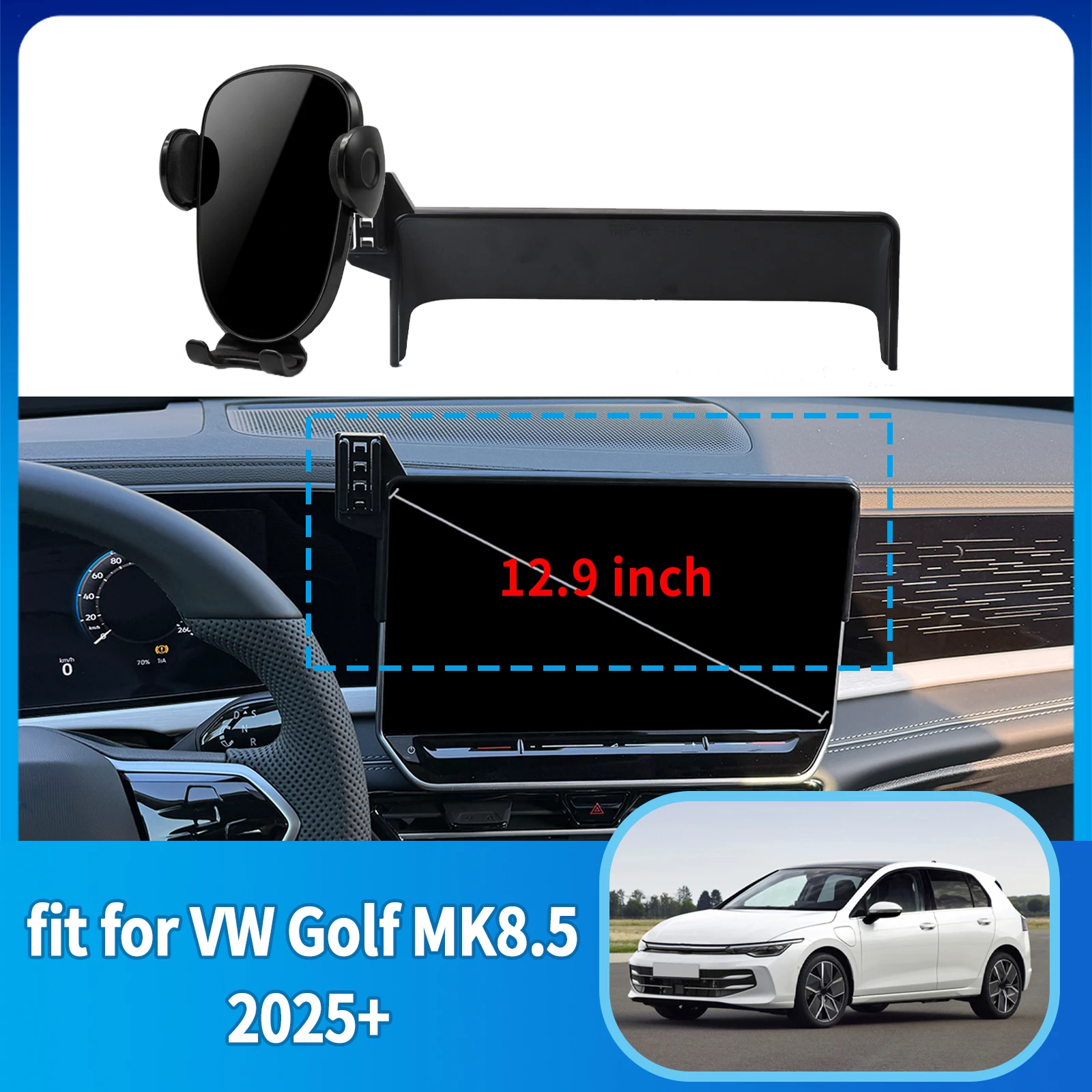 Compatível com VW Golf 8 MK8.5 2025 2026 LHD Suporte de Celular Antivibração para Tela de 12,9 polegadas ​ ​   Carro dedicado ​ ​   acessórios