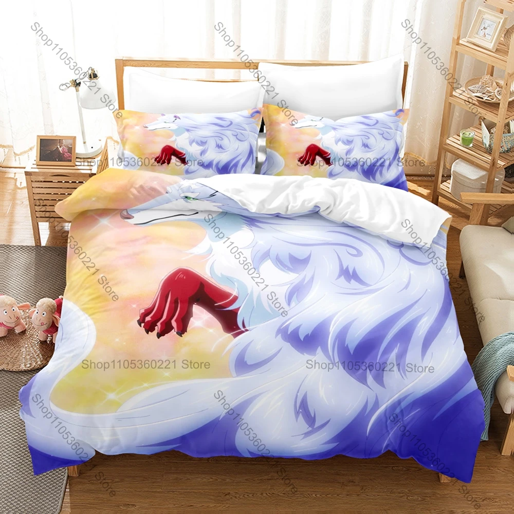 Juego de Ropa de Cama con Estampado Artístico de Manga Isekai Gourmet, Tondemo Skill de Isekai Hourou Meshi, 3 en 1, 1 Funda de Edredón, 2 Fundas de Almohada, Suave para el Hogar