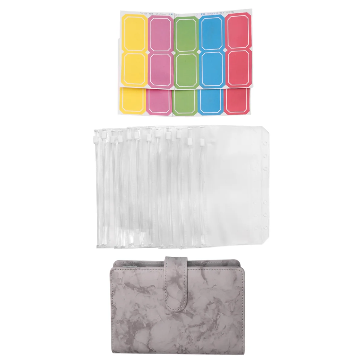 Couverture de classeur en PU avec poches, système d'économie d'argent, enveloppes de trésorerie, sacs en cuir chevelu adt, classeur projecteur à 6 anneaux, A