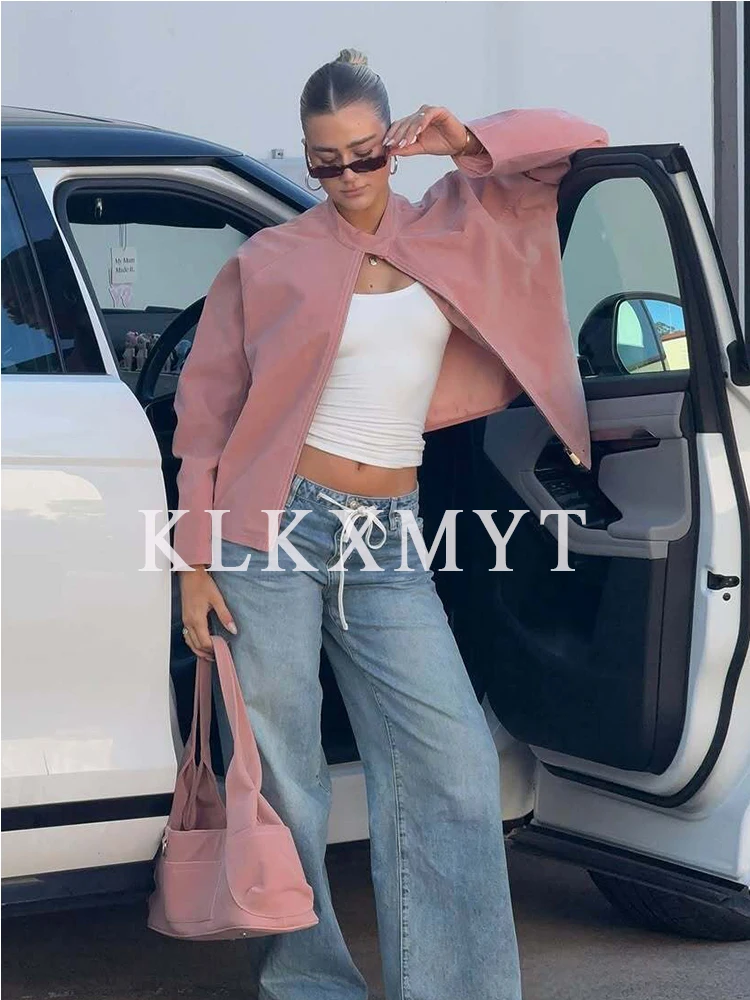 المرأة سترة أنيقة تحمل شعار لعبة البيسبول 2025 خريف شتاء جديد بلون طويل الأكمام سستة التلبيب سترة قصيرة المرأة هايت الشارع الترفيه معطف #3