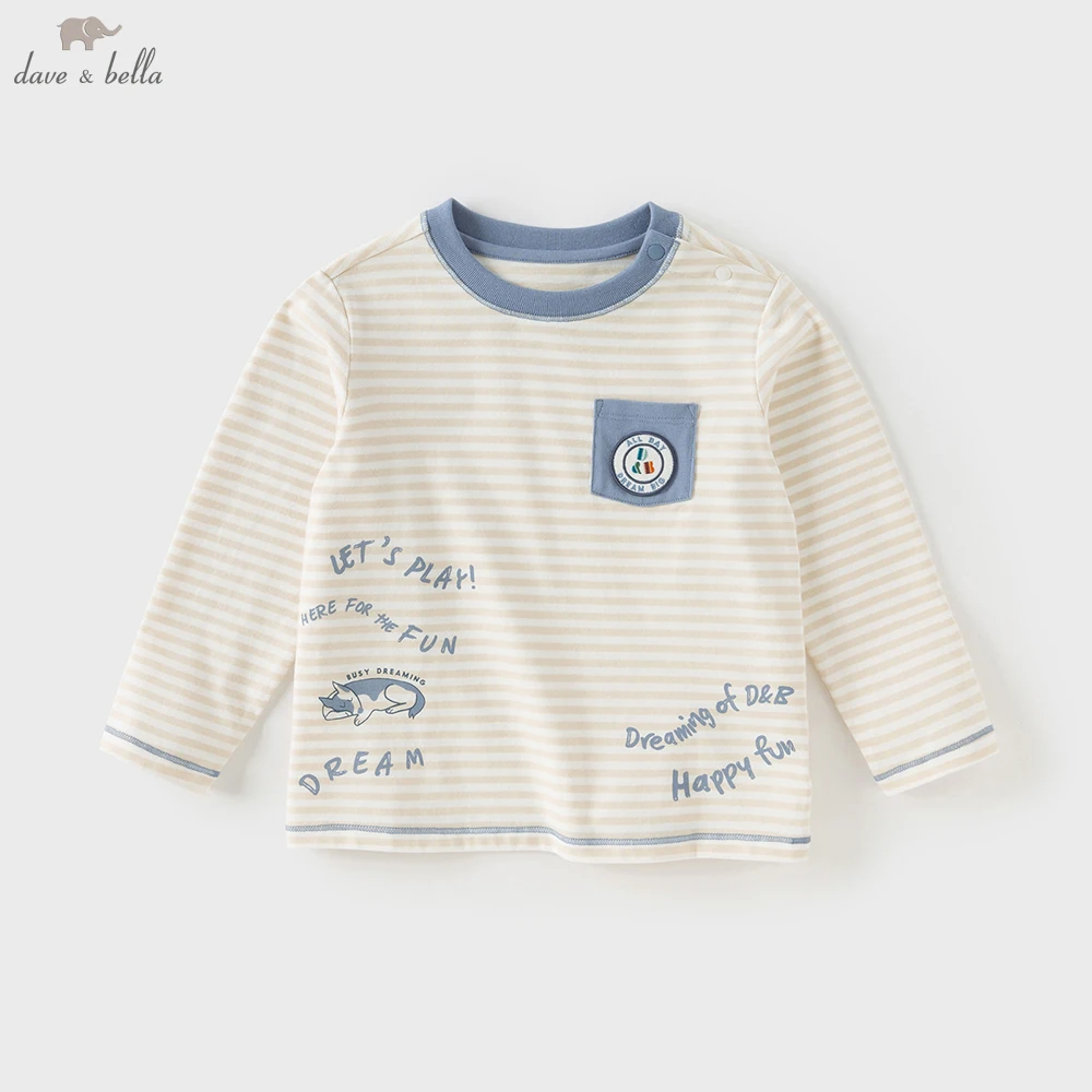 

Dave Bella Boys Long Sleeve T-Shirt Kids Stripe Printed Autumn Spring T-shirt Tops Baby Cotton Casual Outdoor Clothes DB3252794