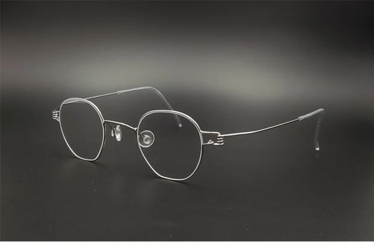 Handgefertigter Schraubenloser Ultraleichter Metall-Polygonaler Brillenrahmen für Herren Retro-Brillen Damen-Brillengestell – Detail 4
