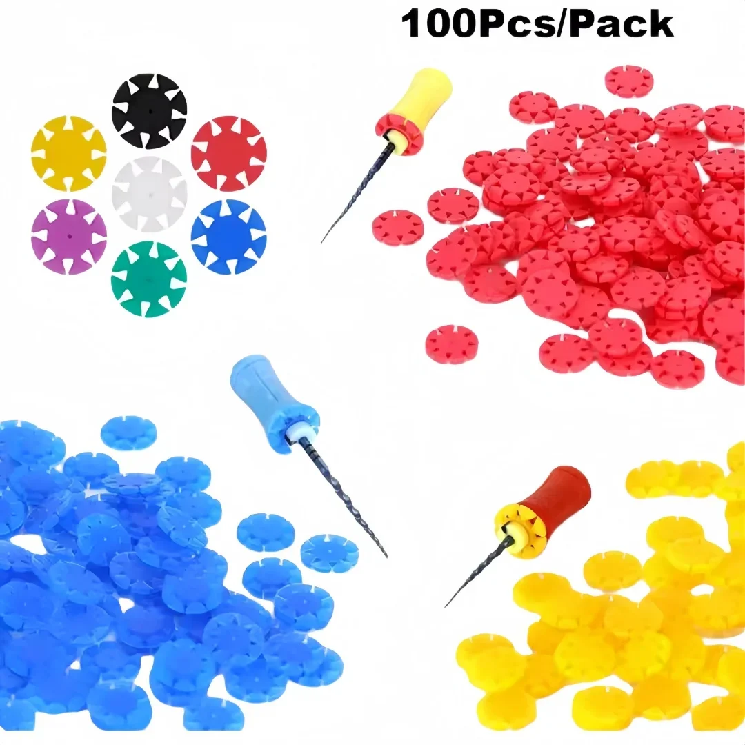 100pcs/Pack Dental Root Canal File Counting Sheets Endo Files Counters Disposable Disinfectable Silicone Marking Rings Tools