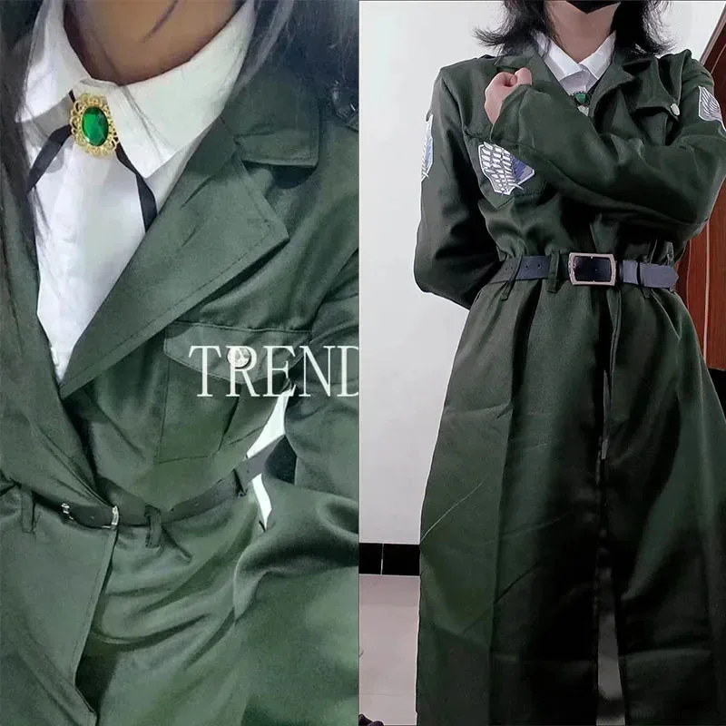 Shingeki No Kyojin Freedom Legion Green Cloak Cosplay Cape مع قلادة لمحبي الرسوم المتحركة