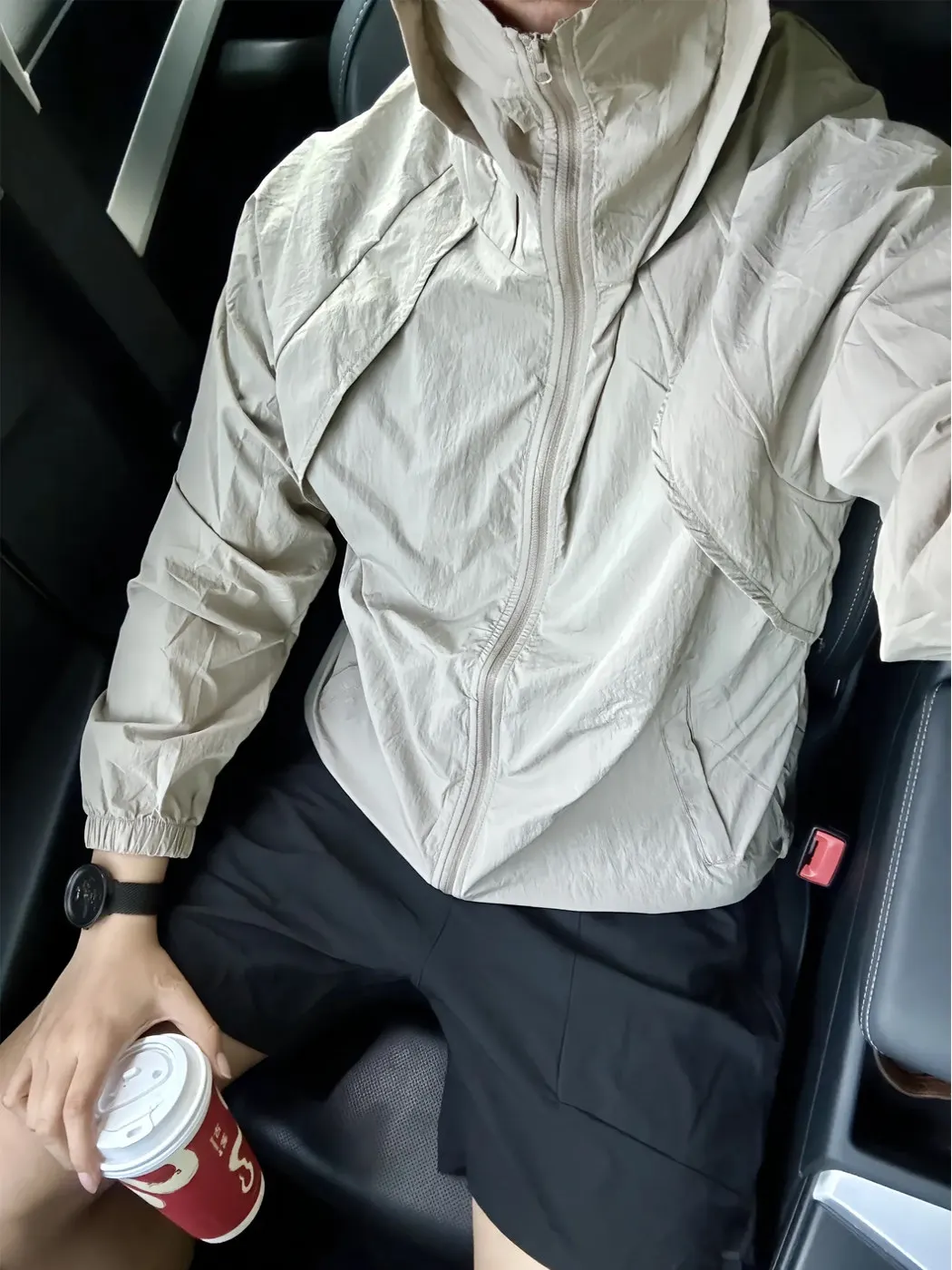Men's Ice Silk Mesh Breathable Hooded Lightweight Removable Cap Sleeveless Quick Dry Climbing Jacket Sun Protection Windbreaker