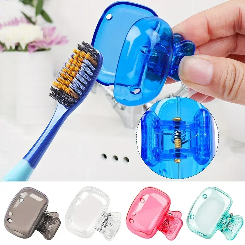 2 Pcs Toothbrush Head Covers - Travel Protector Cap Case, Color Combo Clip for Household & Camping, Durable Plastic Portable